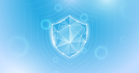 Protection shield and bacteria. Anti-bacterial, virus. Healthcare background. Vector illustrationのイラスト素材