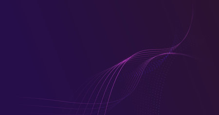 Abstract digital dynamic violet and blue wave on dark background. Futuristic hi-technology concept. Vector illustrationのイラスト素材
