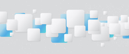 Abstract white and blue modern square shape background. Futuristic technology concept background. Vector illustrationのイラスト素材