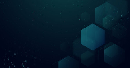 Abstract blue hexagon with binary code background. digital, futuristic, technology concept background. Vector illustrationのイラスト素材