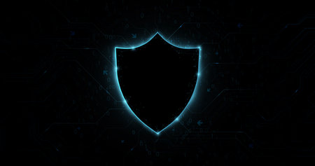 Cyber security. Network protection. Internet privacy. Shield iconのイラスト素材