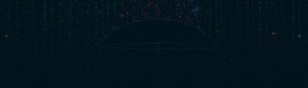 Umbrella with binary code background. Data protection and security and privacy concept. Vector illustrationのイラスト素材