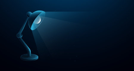 Low polygon and wireframe. Desk lamp. Creative ideas. Vector illustrationのイラスト素材