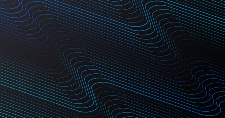 Abstract blue dynamic lines curve the background. Futuristic hi-technology. Landing page. Banners, flyers, and presentations. Vector illustrationのイラスト素材