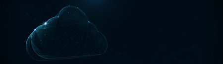 Low polygonal wireframe style Cloud data computing technology. Cloud network connection. Vector illustrationのイラスト素材