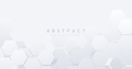 Abstract 3b white hexagon digital, futuristic, technology concept background. Modern Landing Page,...
