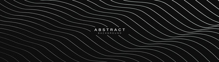 White abstract geometric wavy lines background. Water lines pattern. Futuristic technology concept. Vector illustrationのイラスト素材