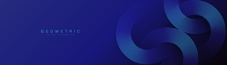 Dark blue abstract background with glowing hexagon circle geometric lines. Modern shiny blue lines pattern. Futuristic technology concept. Vector illustrationのイラスト素材