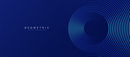 Abstract blue digital dynamic circle line on dark background. Futuristic hi-technology concept. Sound wave. Vector illustrationのイラスト素材