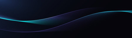 Blue and white abstract dynamic line wavy glowing background. Futuristic hi-technology concept. Vector illustrationのイラスト素材