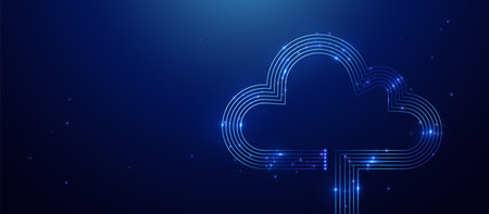 Cloud computing technology. Data center concept Abstract lines  futuristic digital high-technology background. Banner Vectorのイラスト素材