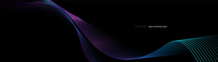 Abstract blue and pink flow wavy lines Background. Digital technology wavy line. Minimal banner vectorのイラスト素材