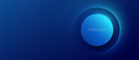 Abstract blue circle geometric simple lines background. Futuristic technology banner. Vectorのイラスト素材