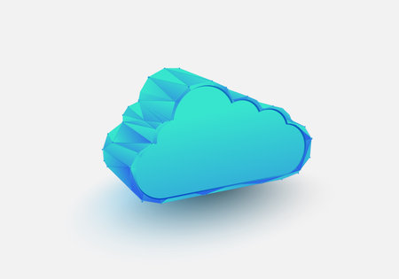 3d blue Cloud low polygon modeling icon. Cloud computing technology. Vectorのイラスト素材