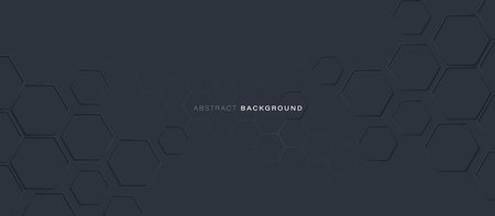 Abstract hexagon on a dark grey background. Futuristic digital hi-technology bannerのイラスト素材