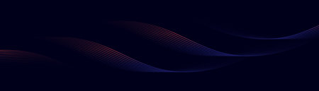 Abstract background with blue glowing wavy lines overlaps the pattern. Modern minimal trendy shiny blue lines pattern. Vector illustrationのイラスト素材