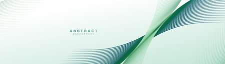 Abstract geometric green line curve pattern background. Green eco, energy concept. Modern minimal trendy shiny lines patternのイラスト素材
