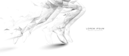 Closeup of running. Athlete running. Sports background. Low poly wireframe, lines. Illustration vectorのイラスト素材