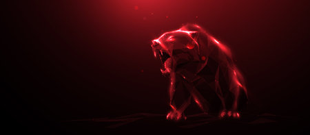Stock Market. Bear market trading. Down trend. Low poly wireframe, lines. Illustration vector