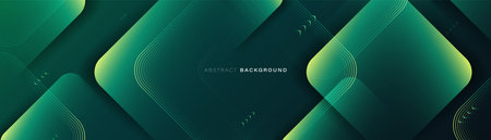 Abstract background with green and geometric rectangle lines. Modern minimal trendy shiny lines...
