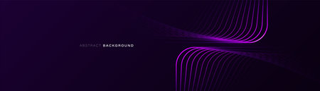 Abstract background with purple glowing geometric curve lines. Modern minimal trendy shiny purple lines pattern. Vector illustrationのイラスト素材