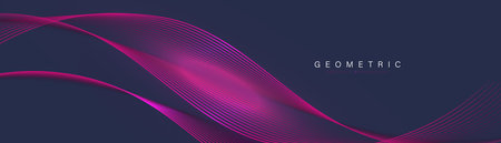 Abstract background with magenta glowing geometric curve lines. Modern minimal trendy shiny lines...