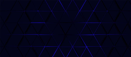 Abstract black and blue 3d triangle pattern background. Futuristic technology banner. Vector illustrationのイラスト素材