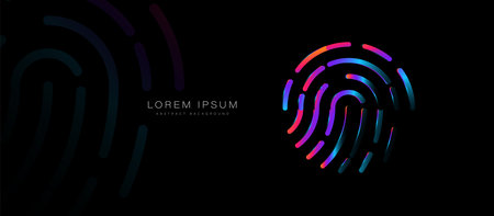 Fingerprint logo. cyber security technology. Security system. Vector illustrationのイラスト素材