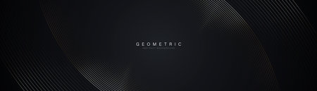 Abstract background with gold geometric curve lines. Modern minimal trendy luxury lines pattern horizontal. Vector illustrationのイラスト素材