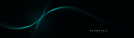 Abstract background with blue geometric wavy lines. Modern minimal trendy shiny lines pattern...