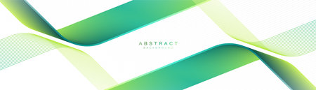 Abstract background with a green geometric curve line. Modern minimal trendy lines pattern horizontal. Vector illustrationのイラスト素材