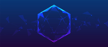 Abstract hexagon space with futuristic technology connection. Low polygonal, wireframe, linear and meshのイラスト素材