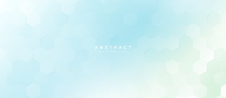 Abstract blue and white hexagon background. Futuristic digital hi-technology banner. Healthcare background. Vectorのイラスト素材