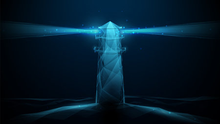 Lighthouse. Low polygonal, wireframe, linear and mesh illustrationのイラスト素材
