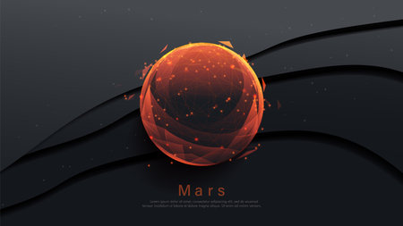 Planet mars. Low polygonal, wireframe, linear and mesh illustrationのイラスト素材