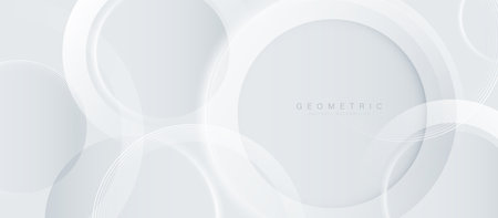 Abstract background with white and grey circle geometric lines. Modern minimal trendy lines pattern horizontal. Vector illustrationのイラスト素材