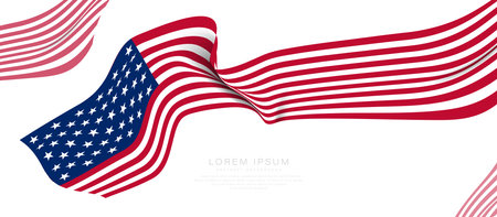 American wave flag on white background. 4th of July, Labour Day. Vector illustrationのイラスト素材