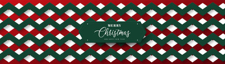 A modern Christmas card design with red, green, and white geometric patterns. Vector illustration