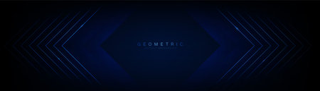 Abstract dark blue background featuring geometric shapes and glowing lines, creating a modern and futuristic designのイラスト素材
