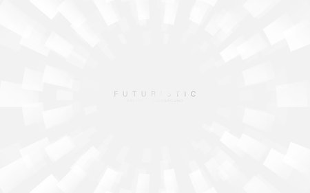 Futuristic abstract white background featuring radial geometric shapes and minimal design, creating a clean and modern lookのイラスト素材