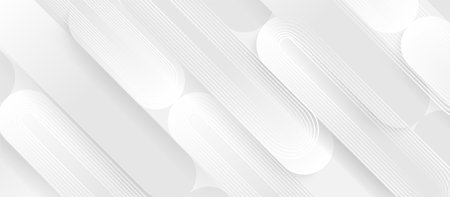 Minimalist white abstract background with overlapping geometric shapes and subtle linear patternsのイラスト素材