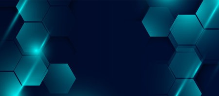 Blue background with hexagonal shapes. Futuristic and technology background conceptのイラスト素材