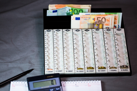 Money count, sort, sorting deviceの写真素材