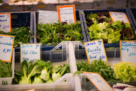 Salad and vegetables on the market