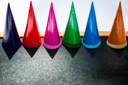 schoolbags stand on chalkboardの写真素材