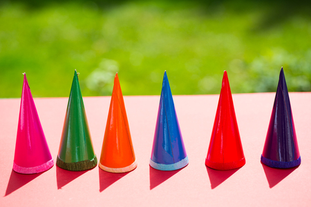 schoolbags on green backgroundの写真素材