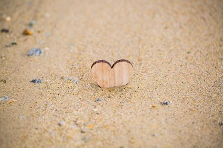Heart on the beach, summer vacation, romantic summer holiday, seaの写真素材