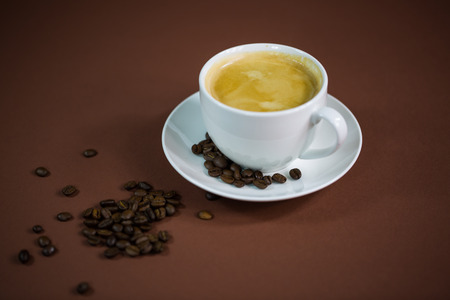 cup of coffee, brown backgroundの写真素材