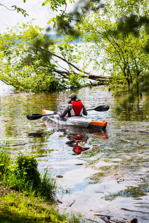 Kayaker on the Ammerseeの写真素材