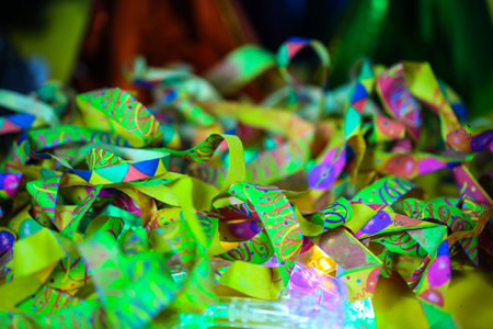 hats with streamers as a backgroundの写真素材
